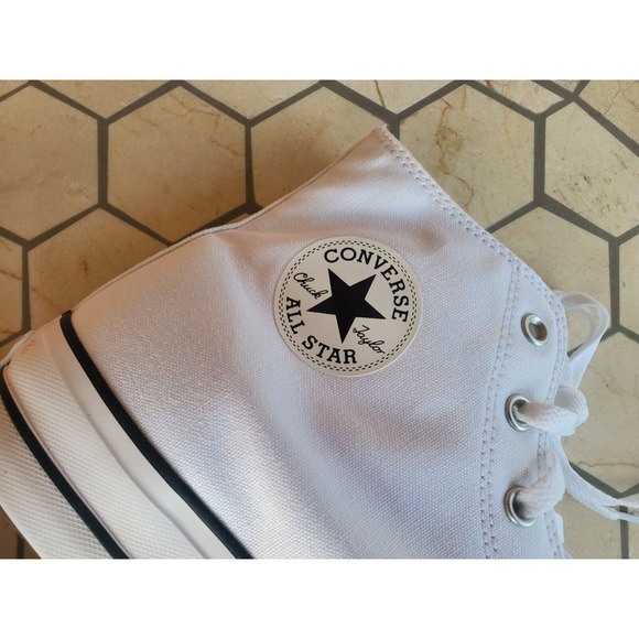 Men's CONVERSE Canvas 2in Platform CHUCK TAYLOR ALL STAR WHITE SNEAKERS‎ Size 12 - Picture 11 of 14